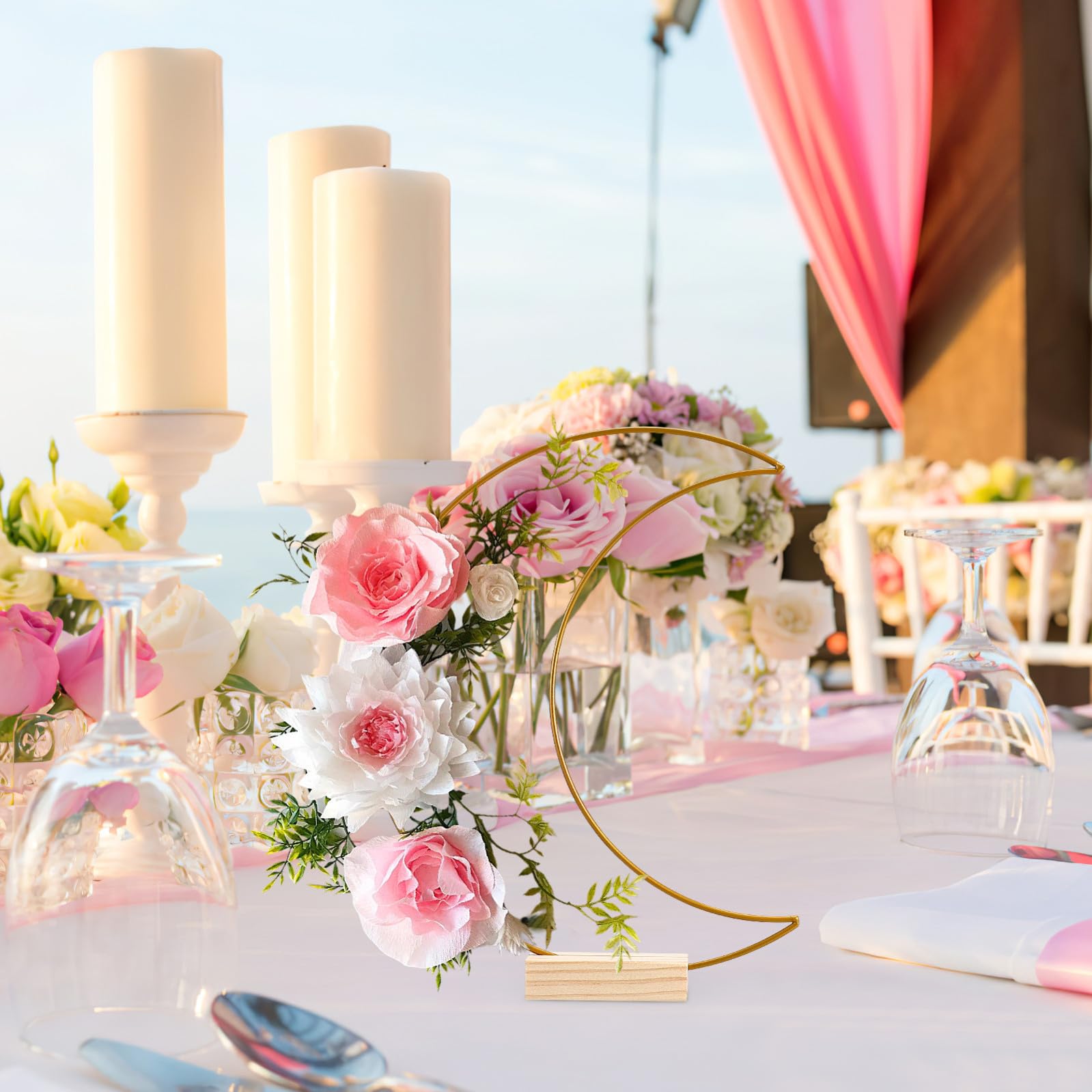 Hemobllo 10 Set di Centrotavola Floreali in Ferro con Base Stabile, Cerchi per Decorazioni Matrimonio e Artigianato, per Tavoli e Eventi Speciali