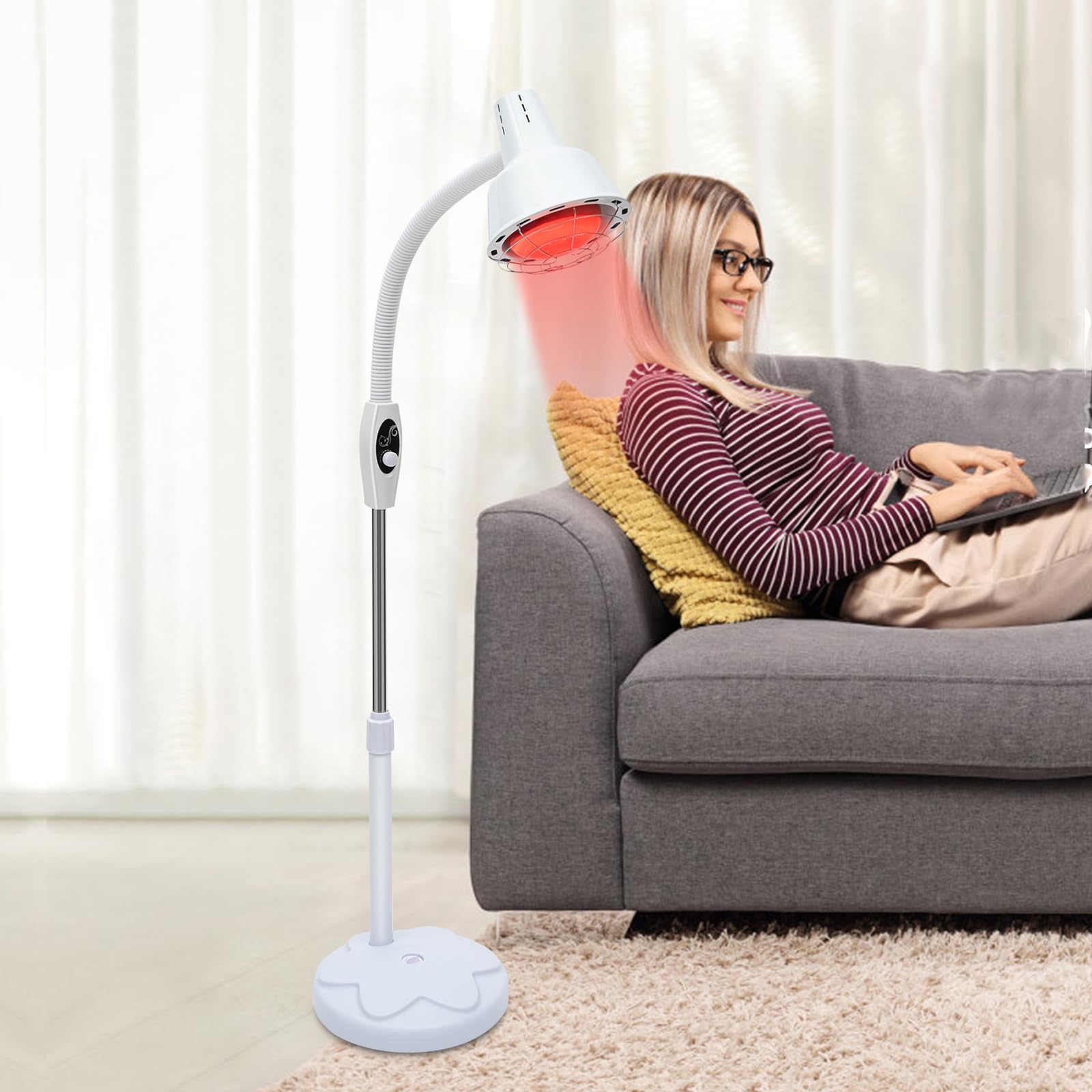 Lampada a Infrarossi 275 Watt con Rotazione a 360° per Uso Domestico - Set da Tavolo