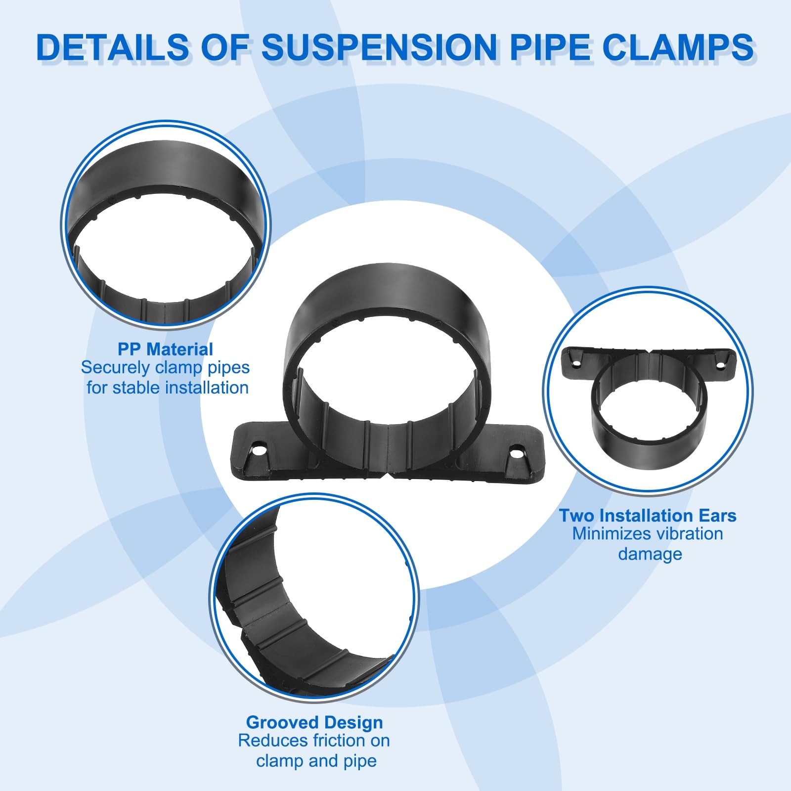 PATIKIL Suspension Pipe Clamps 2 Inch, 25 Pack Standard Tubing Supports for Pex Copper CPVC Pipe Black - Image 3