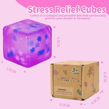 Squeeze Toys Squishy Cubes Snowflake Stress Ball, Soft Sensory Squeeze Cube for Autism Stress Relief, Durable Squishy Toy for Adults and Boys & Girls Age 3+ (1.97in)