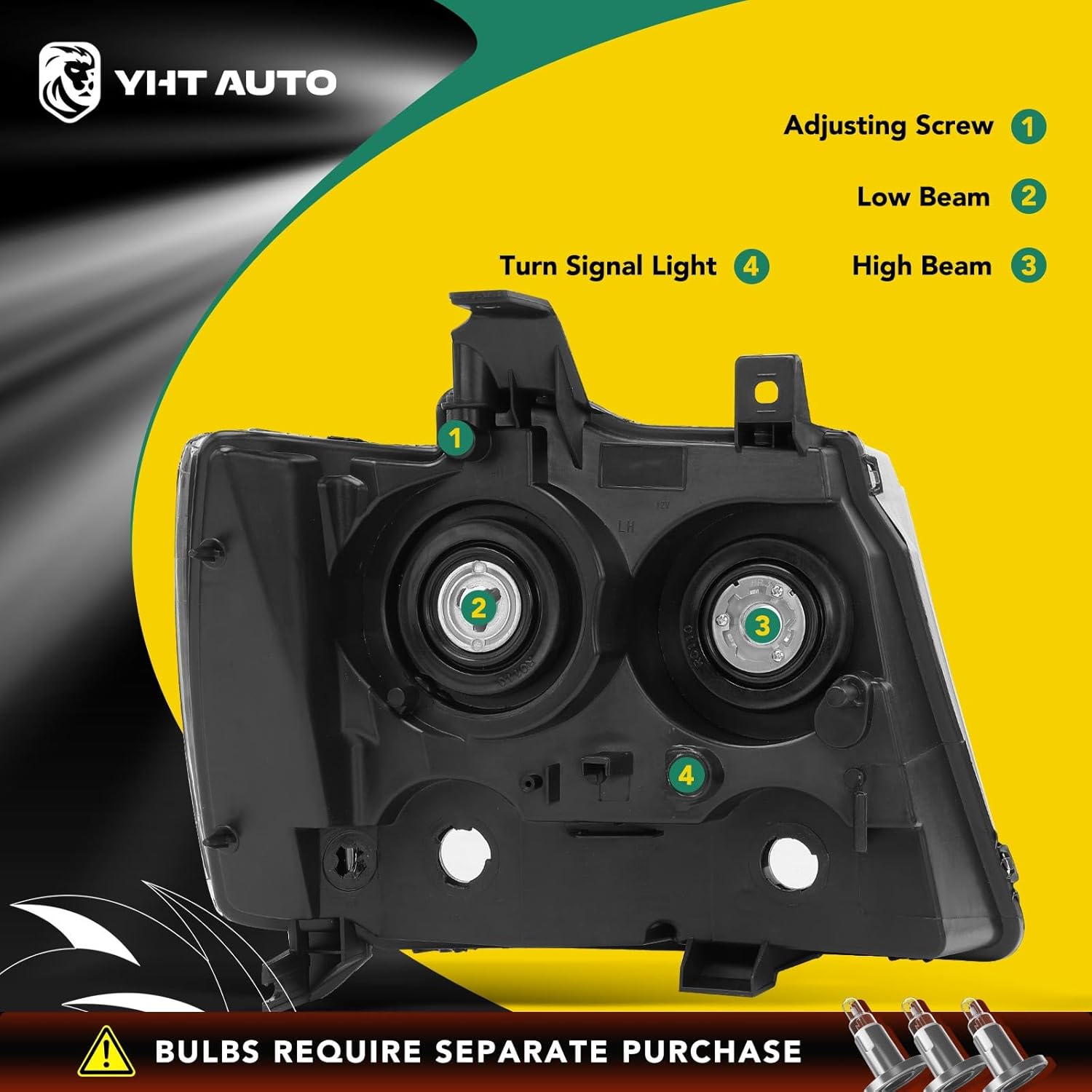 YHTAUTO Pair Headlights Assembly Compatible with 2007-2014 Chevy Suburban Tahoe Avalanche, No Bulbs Included, Direct Fit DOT Certified Head Lights Lamps, Clear Lens Chrome Housing