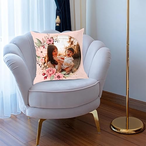 Miniatura 6 de Funda de almohada personalizada para mamá, funda de almohada cuadrada para el día de la madre, decoración de 18 pulgadas, rosa claro
