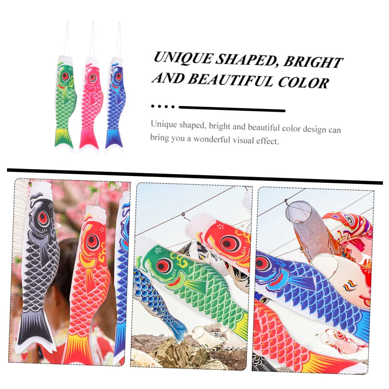 Yardwe 12stücke Teiliges -Fisch Windsack Für Garten Bunte Hängende Dekoration Für Außenbereiche Für Terrasse Und Garten Lebendige Farben Zufällige Farbauswahl