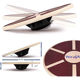 Yes4All Versatile Wooden Wobble Balance Trainer Board with 360 Degree Rotation - Red