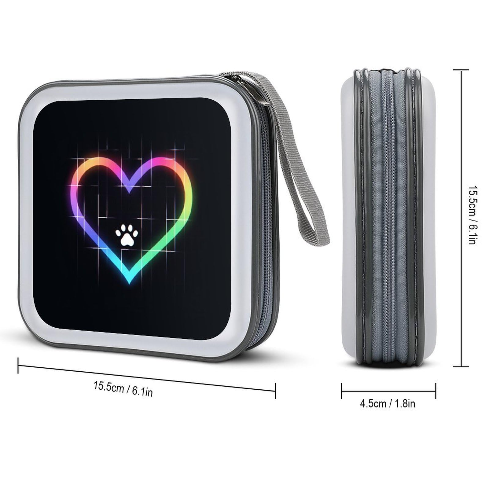 DuduYH Colorful Heart CD Case DVD Storage Case Portable for Car Home Travel