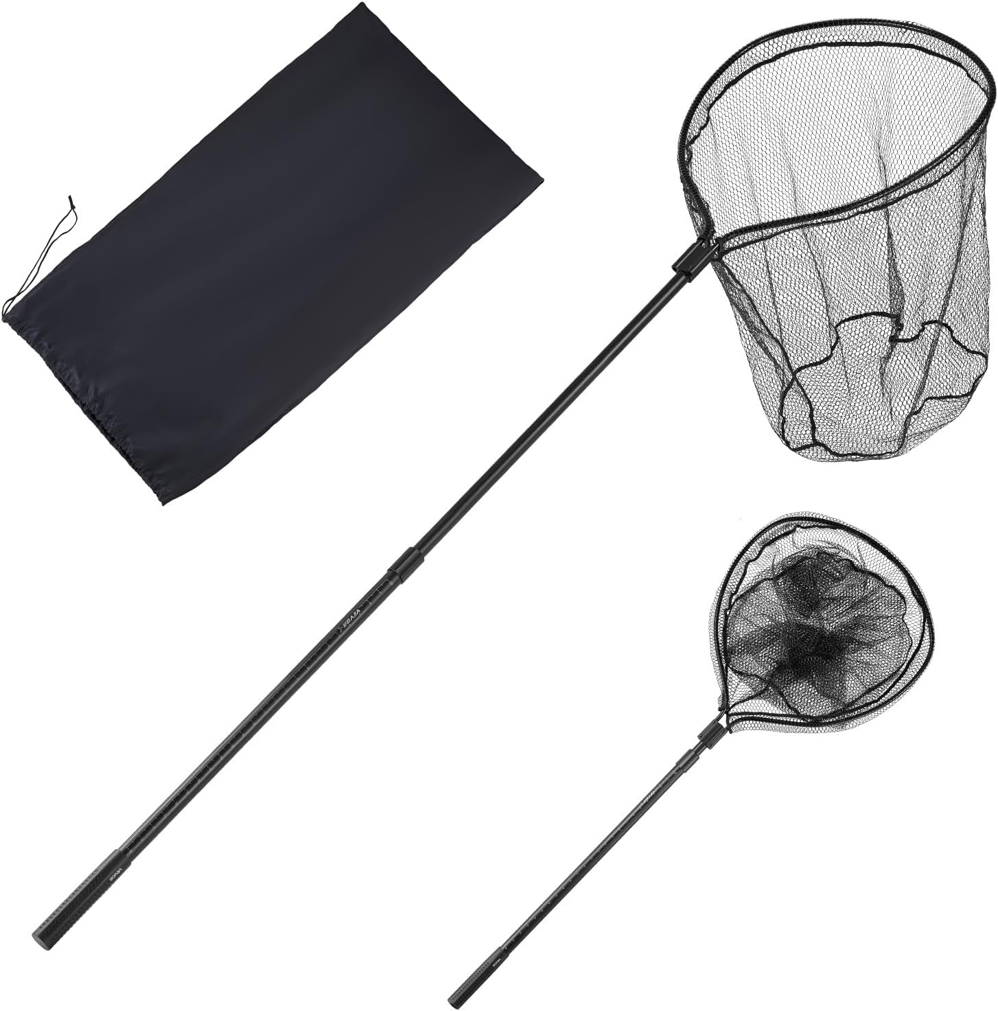 VEVOR Fishing Net, Landing Nets with Telescopic Handle, Portable Lightweight Stronger 6063 Aluminum Fish Gear, Nylon Covered PVC, Durable and Friendly, 26 inch Net Opening for Saltwater Bait