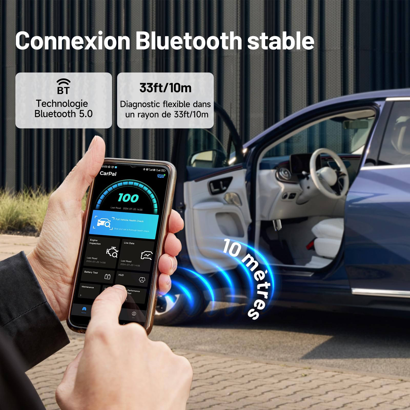 TOPDON Carpal-A Valise Diagnostic Auto, Scanner OBD2 Tous systèmes, Diagnostic Voiture Bluetooth sans Fil, 6 Services de Réinitialisation, AutoVIN, Inspection Moteur, Smog Check, Guide de Réparation