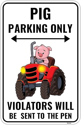 Venicor Letrero decorativo de cerdo 9 x 14 pulgadas Aluminio Regalos lindos de cerdo para amantes de los cerdos, calcomanías de decoración para