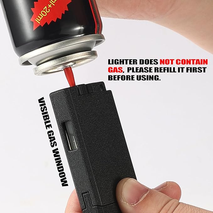 Encendedor butano doble llama, 2 unidades, recargable, ajustable, negro mate miniatura 6