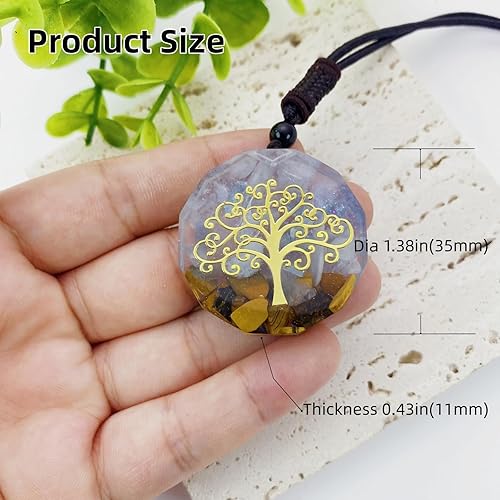 Miniatura 4 de EDEN'S CALL Collar de orgón, árbol de la vida con colgante de piedra de cristal curativo de orgonita para curación espiritual y meditación de