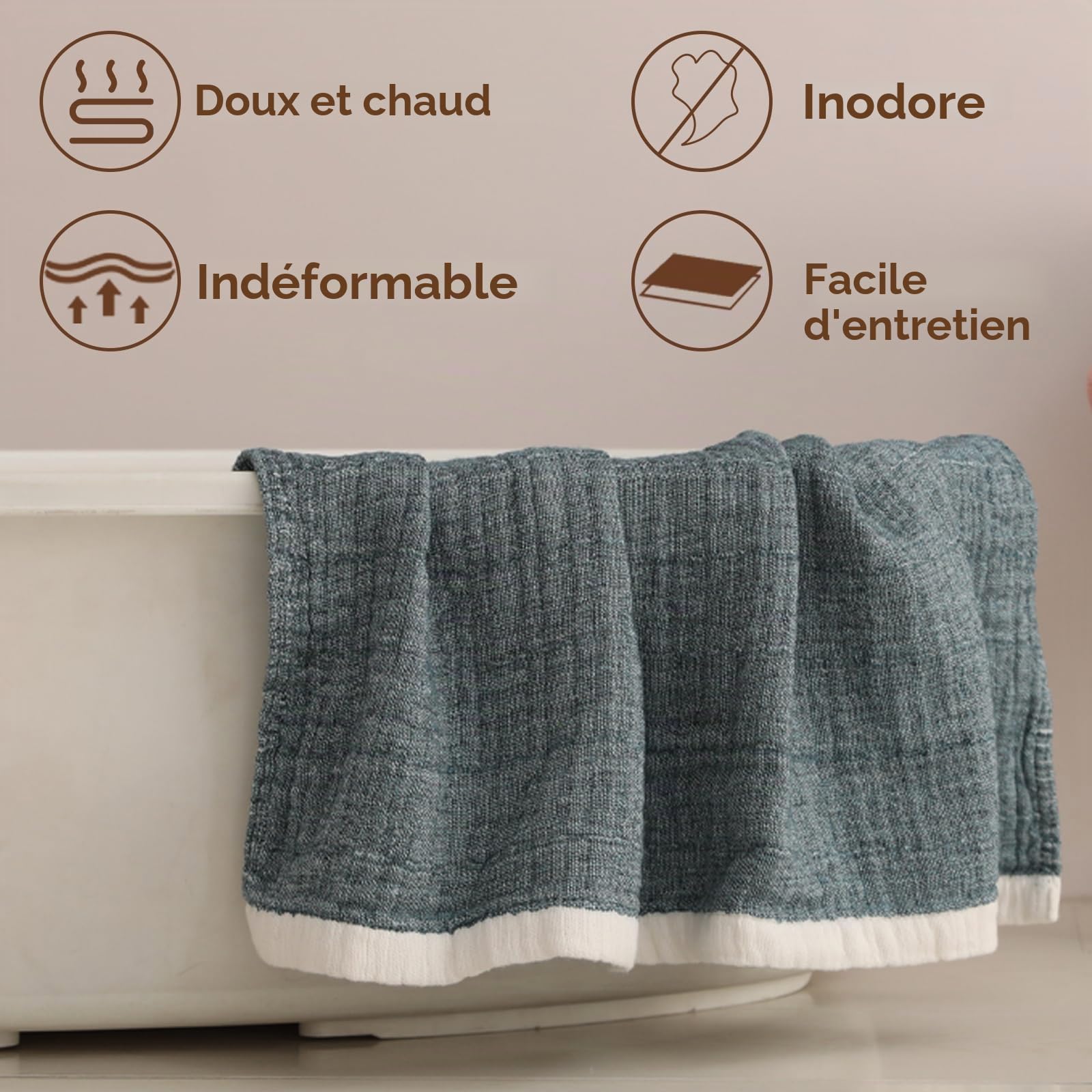 SofTexly Couverture en Mousseline de Coton 230x260 cm pour Canapé et Lit - Légère et Confortable pour Toute Saison, Bleu