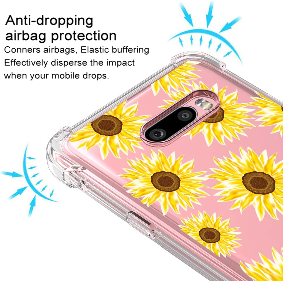 Osophter for LG G8X Thinq Case,LG V50S Thinq Case Floral Flower Girls Shock-Absorption Flexible Cell Phone Full-Body Protective Cover for LG G8X Thinq/V50S Thinq(Sun Flower)