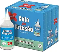 Cola Para Artesanato Artesao Silicone Liquido 250ml - Caixa com 6, Make+, 6014, Multicor