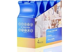 Cold Freezer Cool Ice Packs for Breast Milk - Double Sided Reusable & Insulated 4-Pack