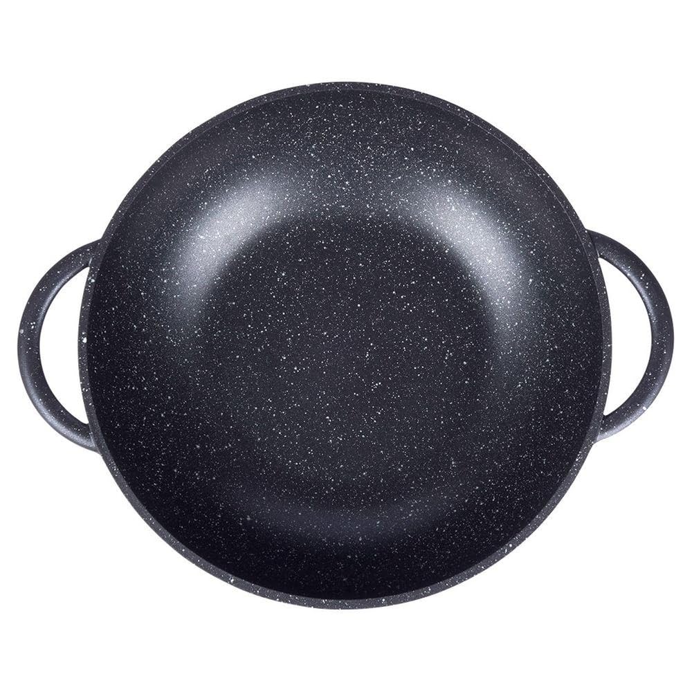 orion group Grande patelnia wok 32 cm ze szklaną pokrywką, powłoka granitowa, nieprzywierająca, indukcyjna, nadaje się do mycia w zmywarce, nie zawiera PFOA, do wszystkich rodzajów kuchenek, czarna