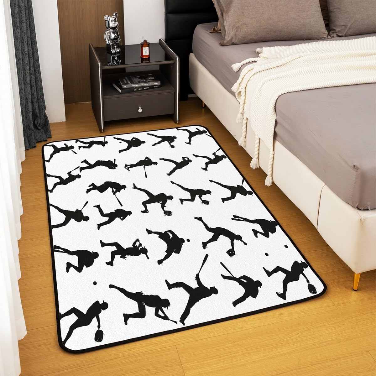 jejeloiu Baseball Area Rug 3x5, Sports Theme Living Room Rugs for Bedroom, Kids Boys Girls Room Rugs Baseball Games Decorative Carpet Rug, Indoor Floor Mat Accent Rug