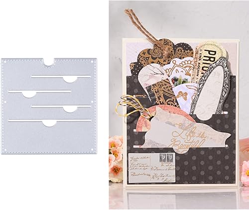 hinana Marco de bolsillo para etiquetas, troquelado de metal, etiqueta geométrica, colección de bolsillo, plantillas de corte para manualidades,