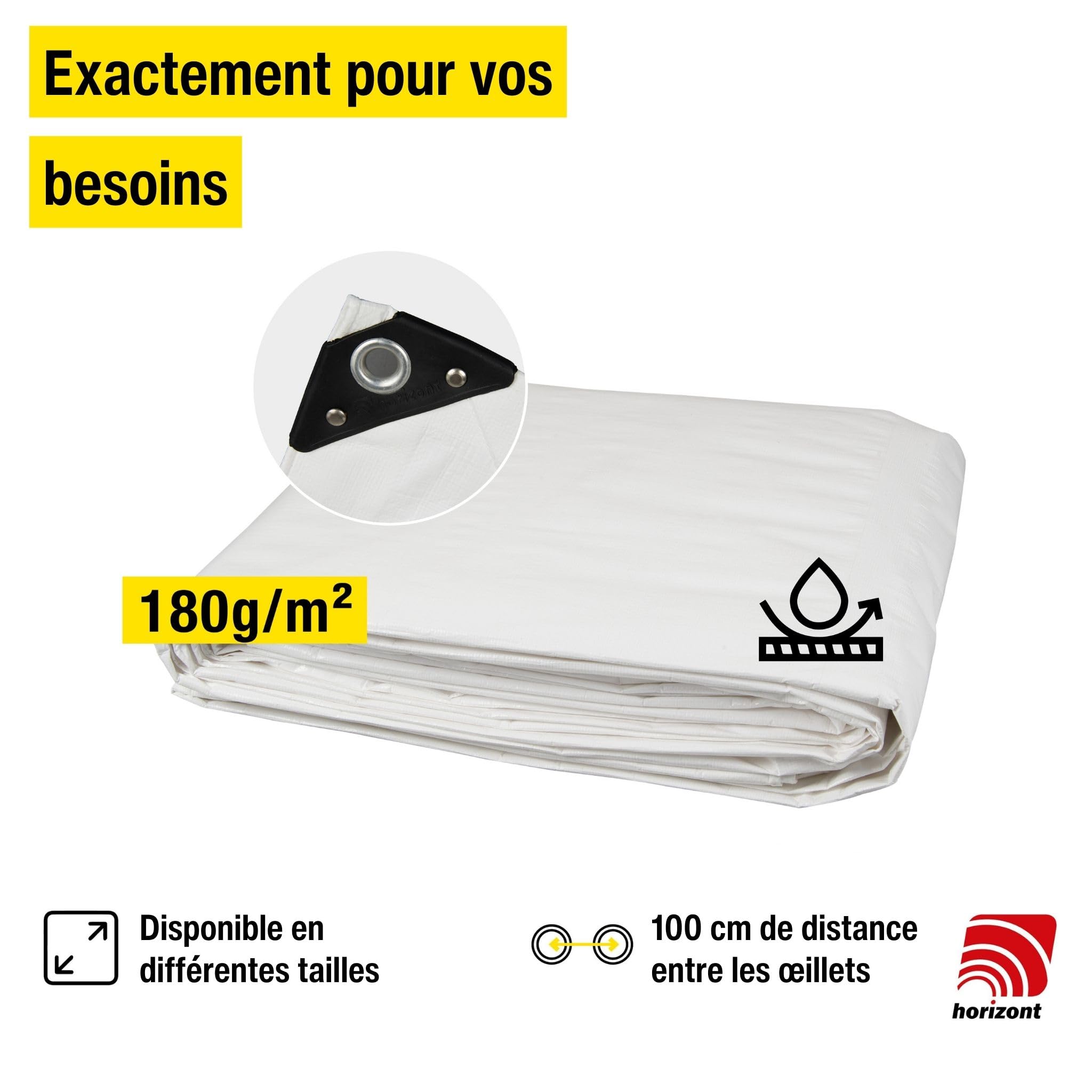 Bâche Tissu Imperméable 8x10m Blanc - Protection Extérieure Renforcée