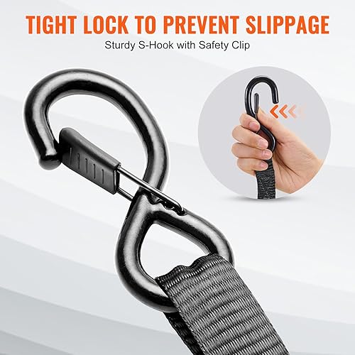 Miniatura 4 de VEVOR Correas de amarre de trinquete (4 paquetes), resistencia a la rotura de 2200 libras, juego de correas de amarre de trinquete resistentes de 1