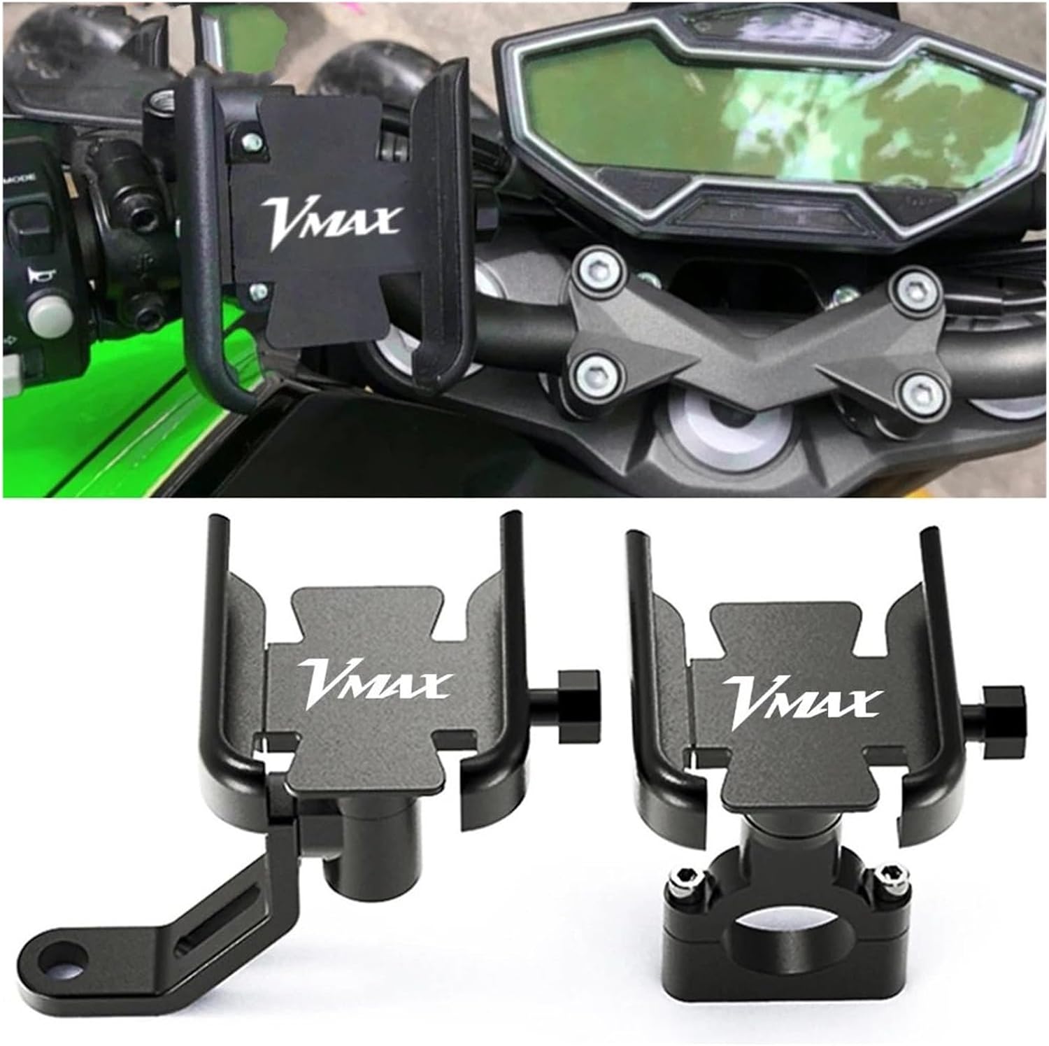 for YA@MAHA VMAX V-MAX 1200 1700 2009-2020 Motorcycle Accessories Handlebar Mobile Phone Holder GPS Stand Bracket(H Silver)