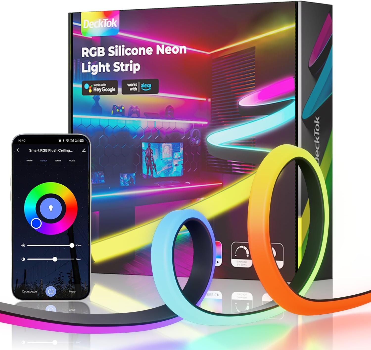 Smart LED Strip Light 9.84ft, RGB IP65 Waterproof LED Lights for Home Decor