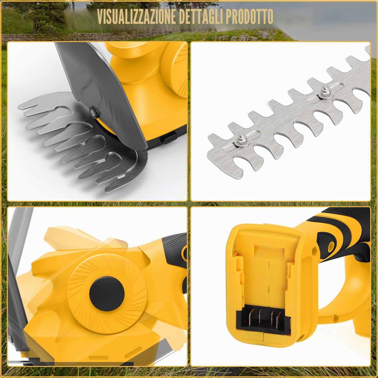 Tagliasiepi e cesoie erba a batteria 2 in 1 per Dewalt 20V (senza batteria)