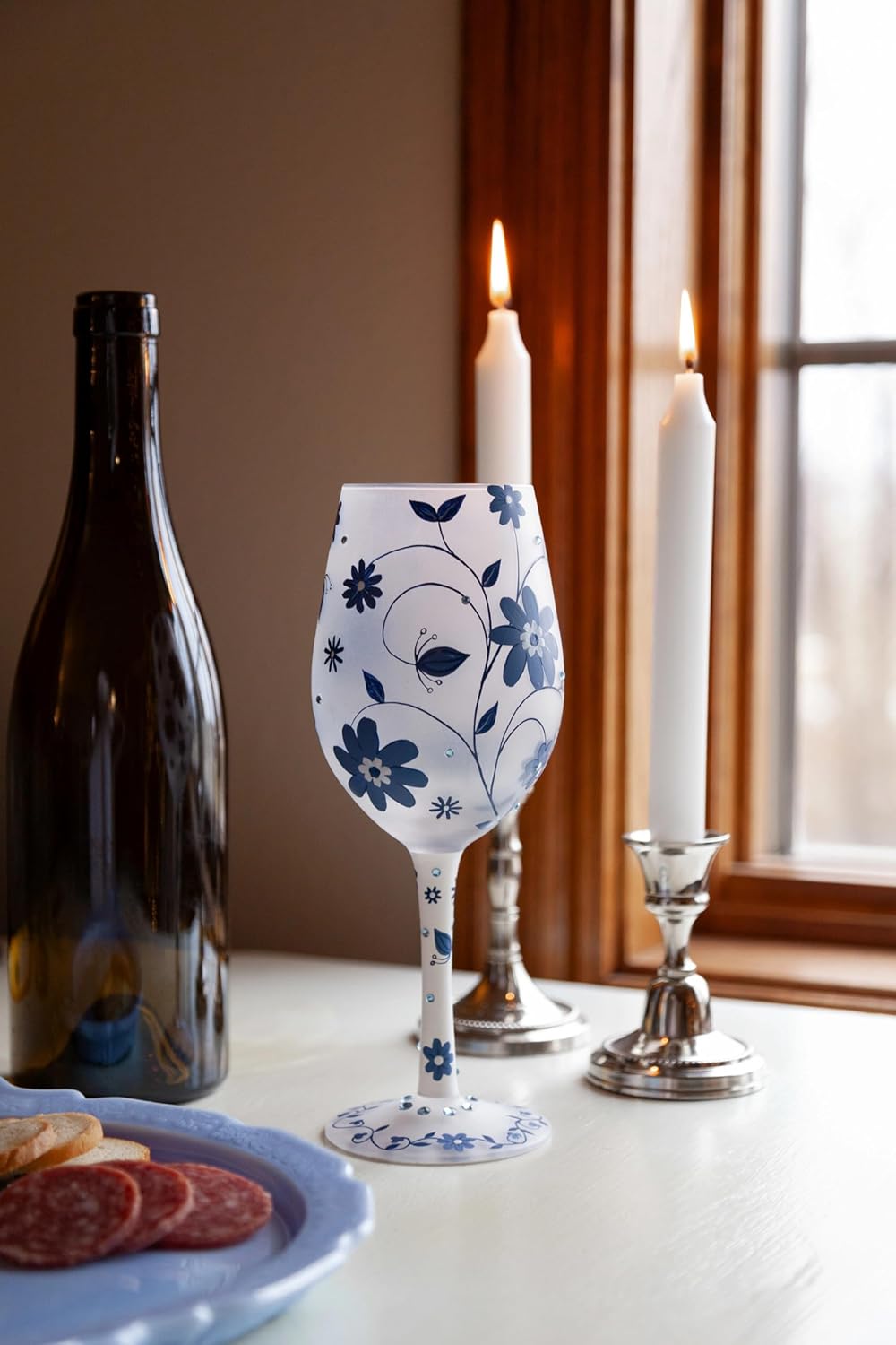 Enesco Lolita Designs Chinoiserie Charm Floral Hand-Painted Artisan Wine Glass, 15 Ounce, Multicolor - Image 12