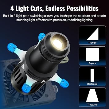 ZHIYUN Mini Spotlight (ZY Mount) Conical Optical Snoot kit Photography Studio Video Lighting Projector Accessory with 10 Gobos Free Cutting Shapes Suitable for X100 X60 Series CX100 G60 CX50 370g