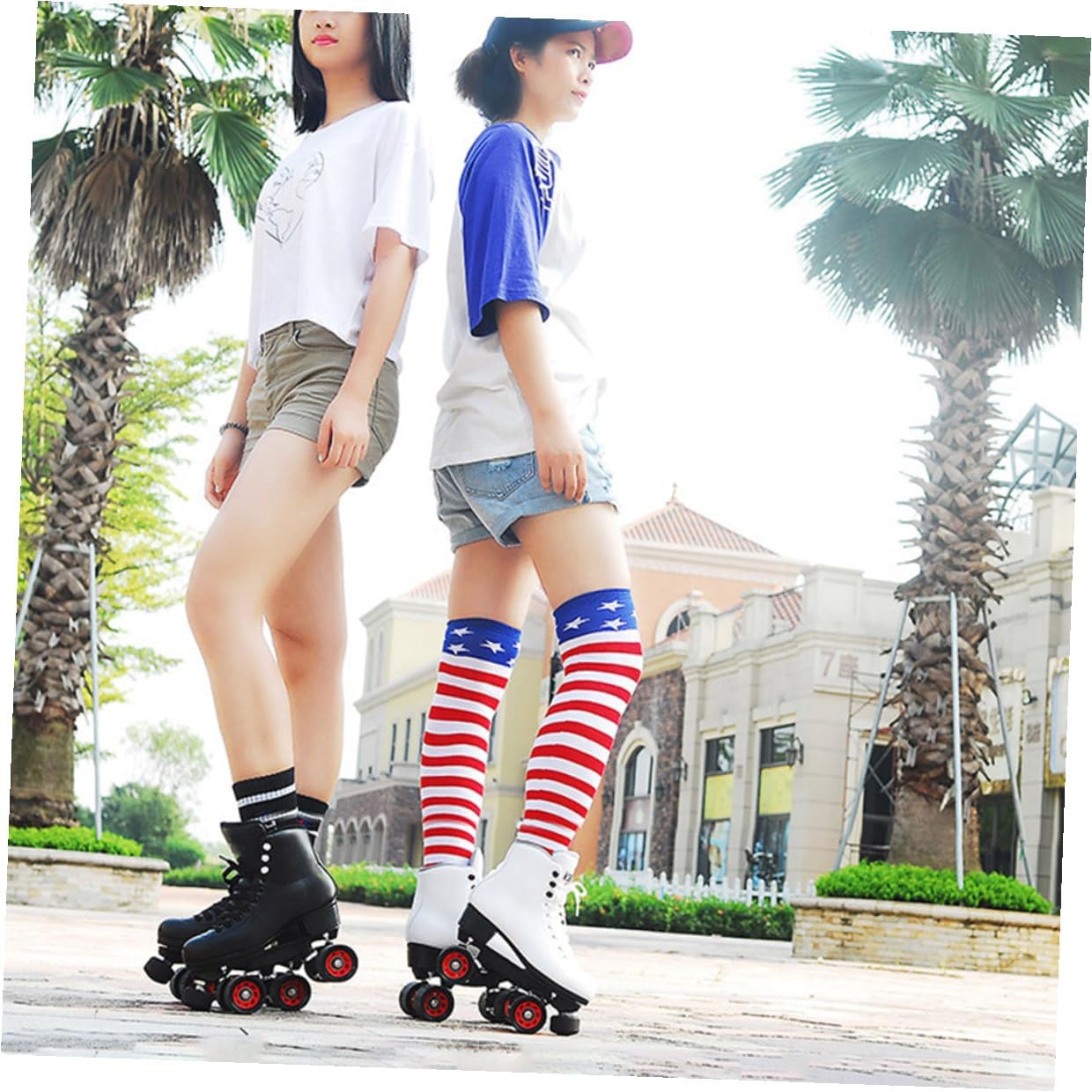 Double Row Roller Skate Wheels 95a Hardness 8pcs Set with Wrench for Inline Skates Replacement, Sturdy Skating Wheels for Outdoor and Indoor Sports Use