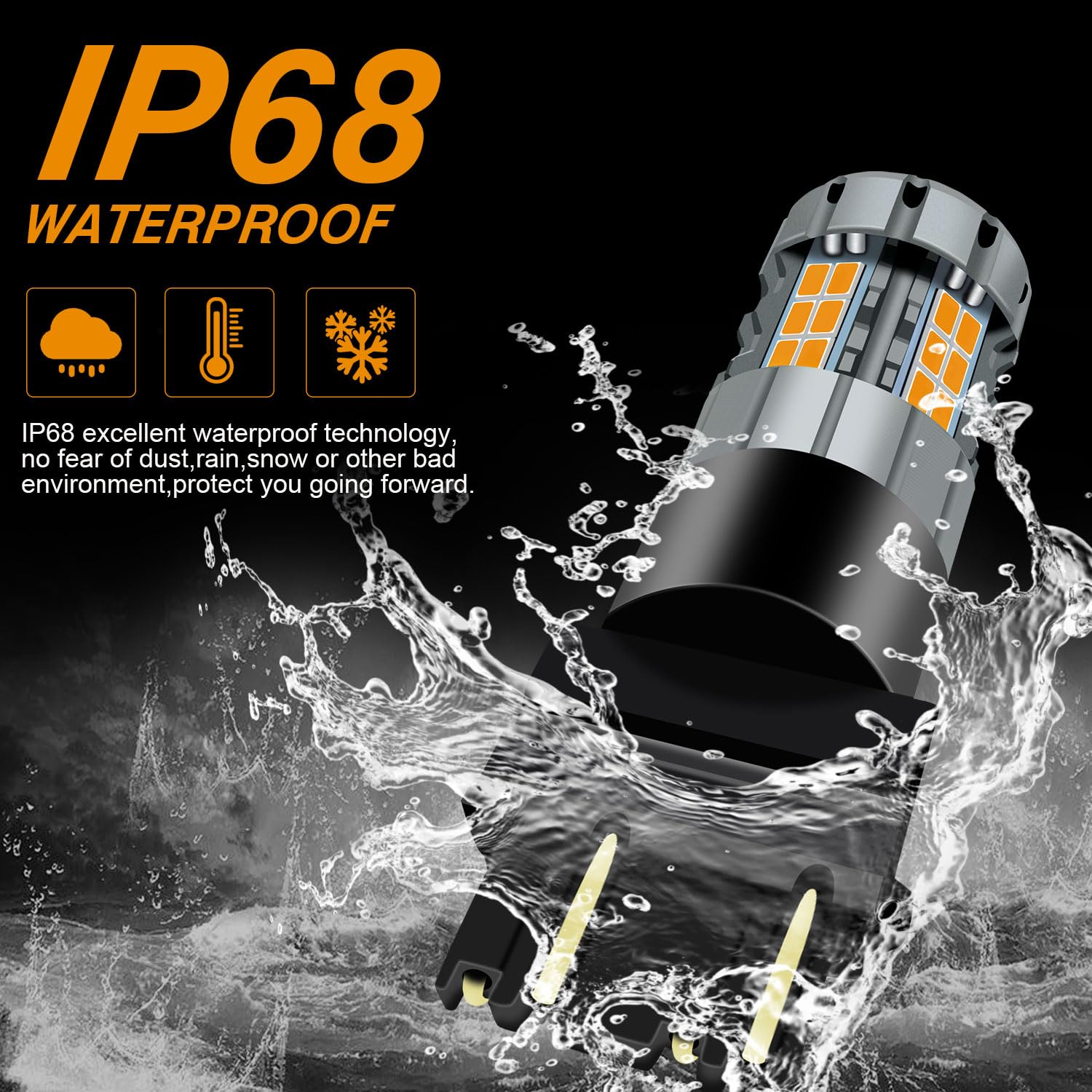 2 sztuki 3157 bursztynowa żarówka sygnałowa LED, 4157 3057 3157A 3457 4057 T25 P27/7W CANBUS bezbłędna wymiana żarówki Anti Hyper Flash Super Bright 30-SMD 25W 4000LM