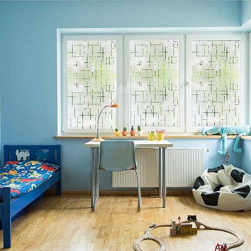 Miniatura 3 de Finnez Película esmerilada para ventana, no adhesiva, película de privacidad para ventanas de vidrio, autoadhesiva, adhesiva decorativa para ventana