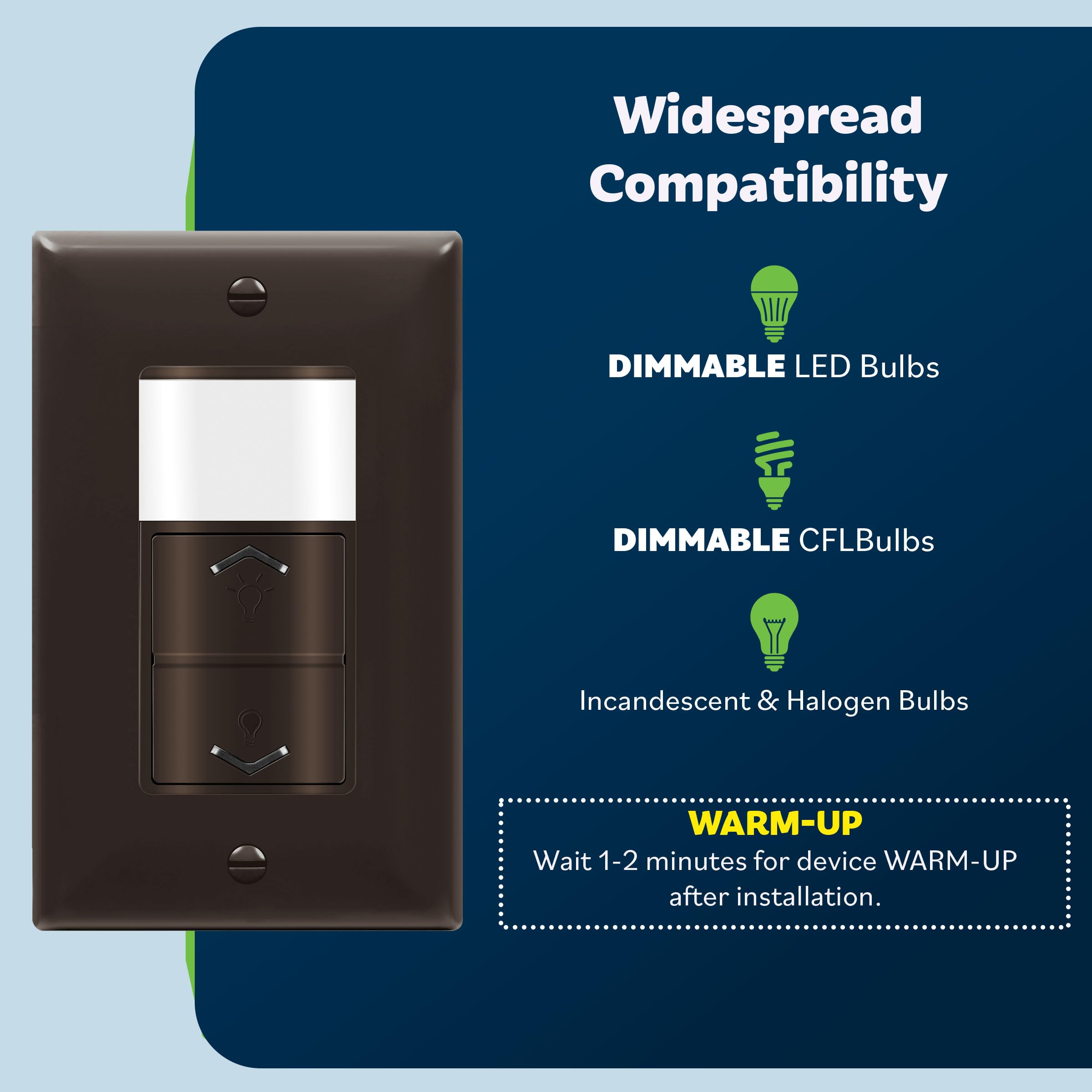 TOPGREENER TDODS5-120-BR Variateur électronique avec détecteur de mouvement PIR, modes d'occupation et de vacance, 150 W LED/CFL, unipolaire, certifié UL, TDODS5-120-BR, marron