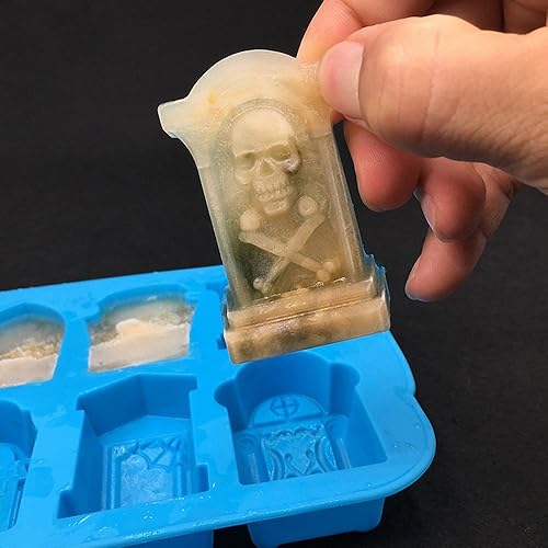 Miniatura 4 de Molde de silicona 3D para Halloween, ataúd con calaveras, araña, RIP, molde de silicona para chocolate, caramelos, cubitos de hielo, gelatina, mini