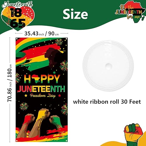 Miniatura 3 de Juneteenth - Pancarta decorativa para puerta, 6 x 2.9 pies, telón de fondo de feliz juneteenth 1865 Día de la Libertad Afroamericano Historia negra