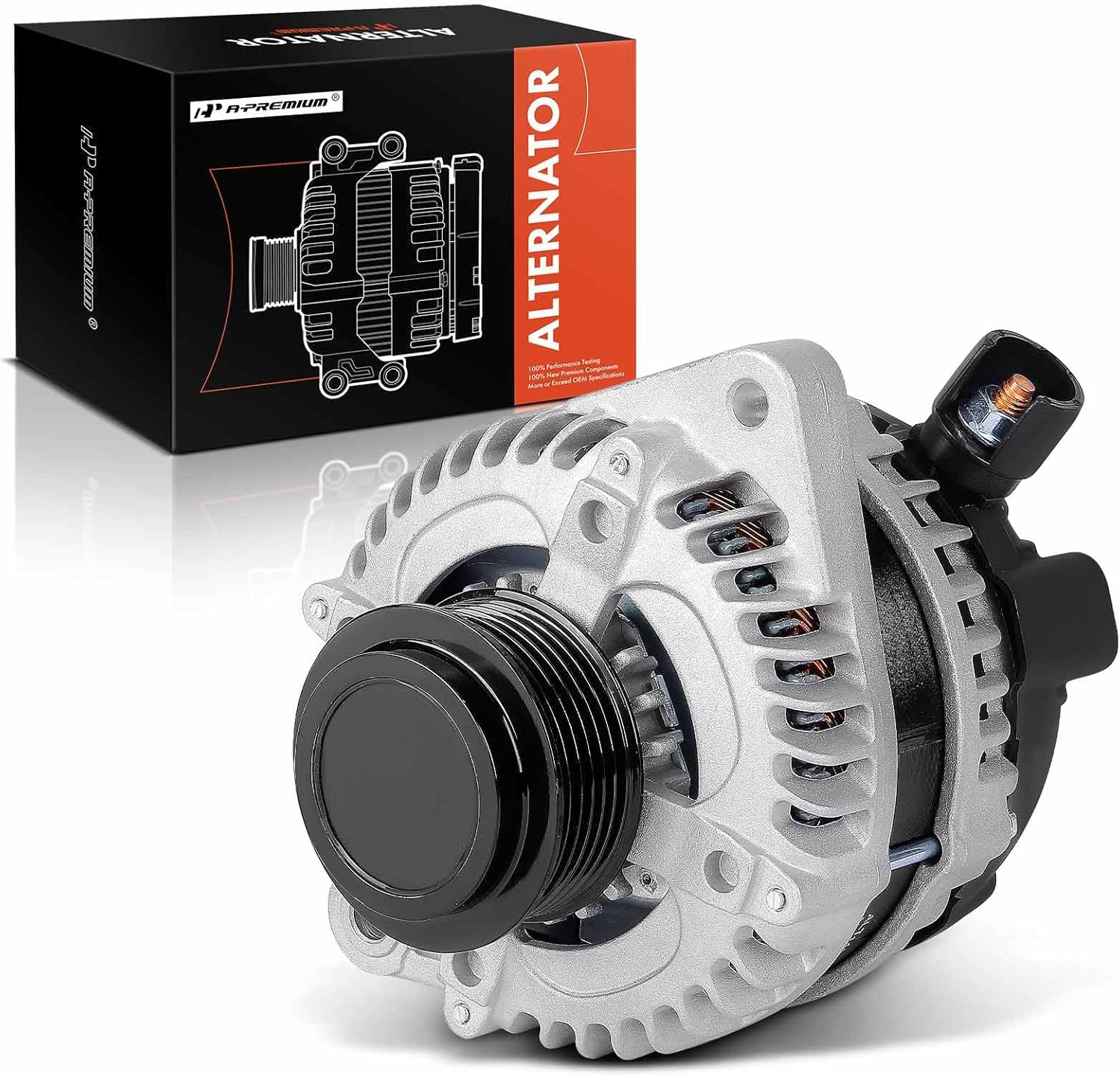 A-Premium Alternator Compatible with Honda Accord 2011-2012, Accord Crosstour 2010-2011, Crosstour 2012, 3.5L, 12V 120A 6-Groove Decoupler Pulley Clockwise