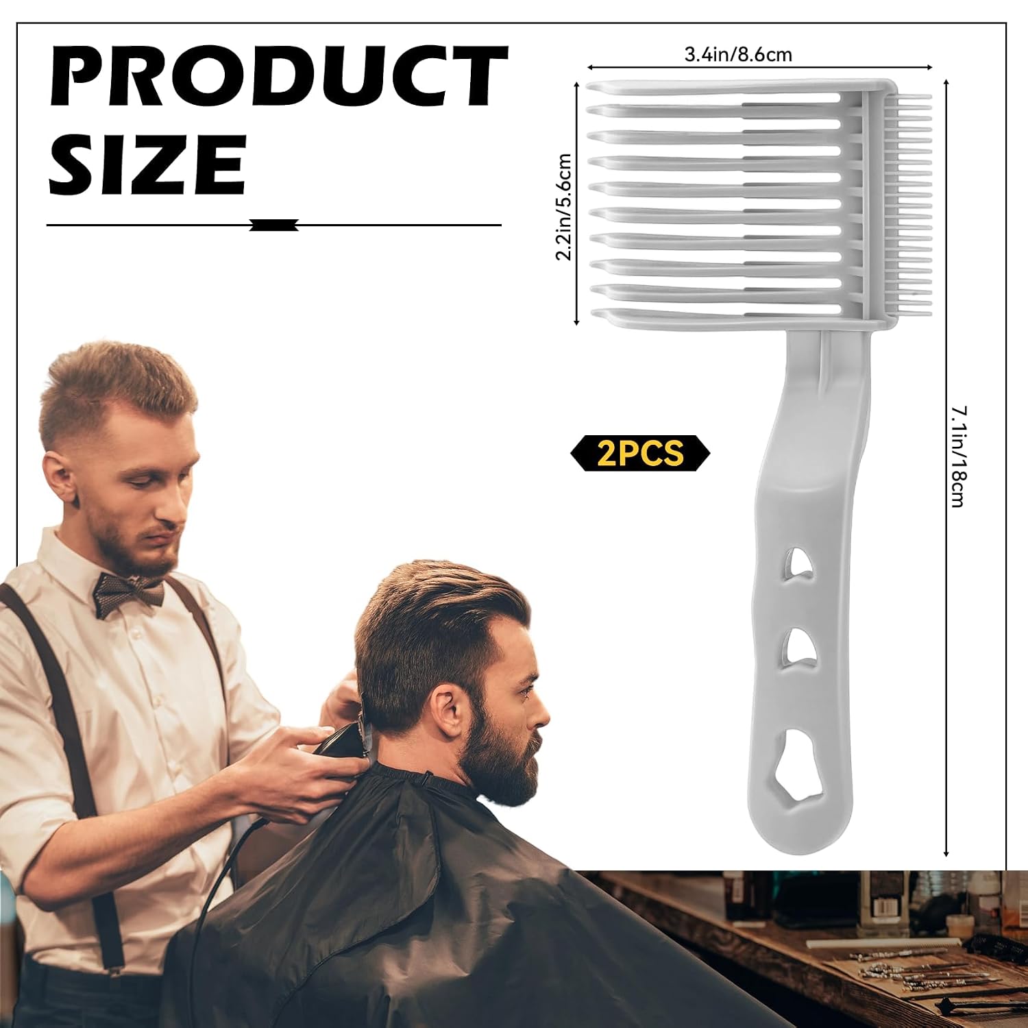 YAYAMO Professional Fade Comb Set for Barbers, Hair Blending Comb & Fade Guide Comb, Clipper Over Comb Hair Cutting Tools for Men, Self Haircut Barber Accessories for Home & Salon