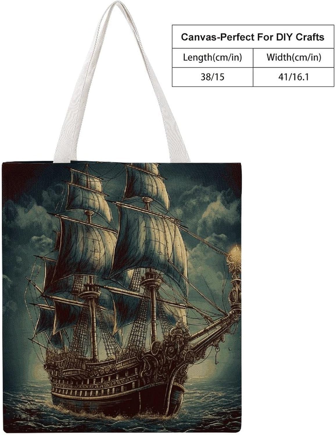 Vintage Sailing Canvas Tote Bag Reusable Grocery Bags Foldable Soft Cotton Shoulder Carry Bag