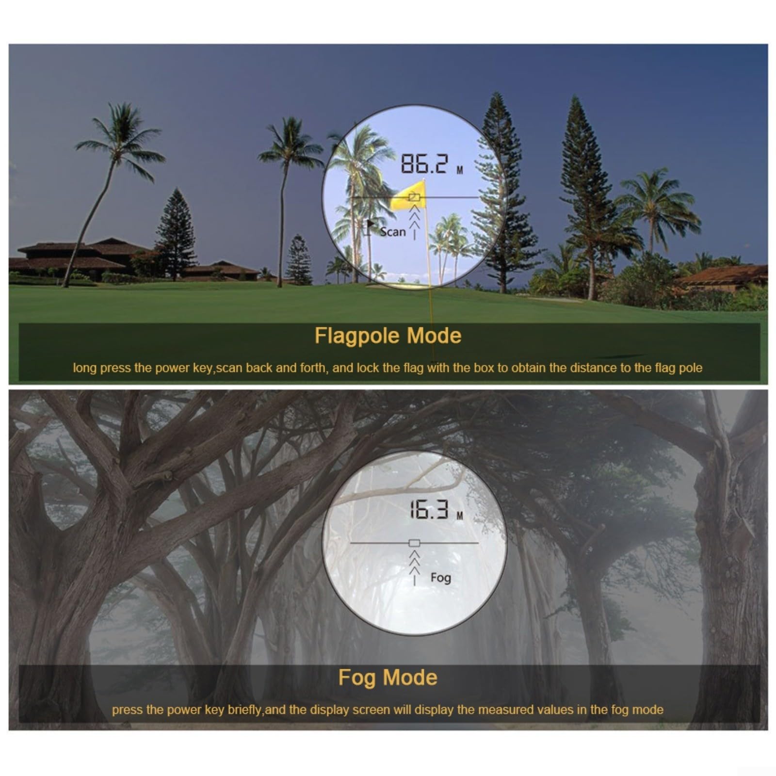 Golf Monokular Entfernungsmesser, Digitaler Hochpräziser Entfernungsmesser, Golf Monokular Entfernungsmesser mit 6X Vergrößerung für Golftraining, Jagd