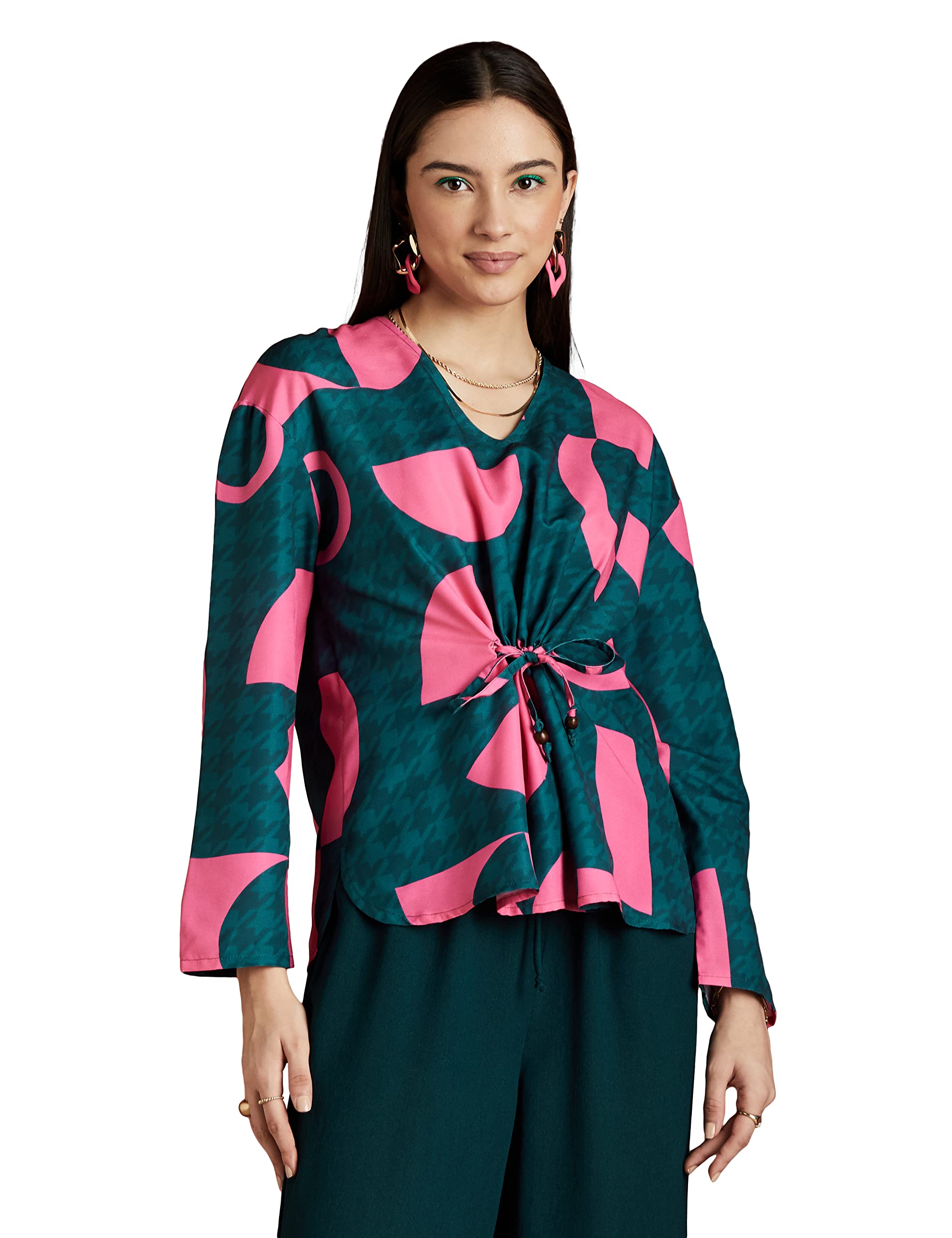 RIVER by Narendra Kumar Premium Designer Women's Geometric Print Top