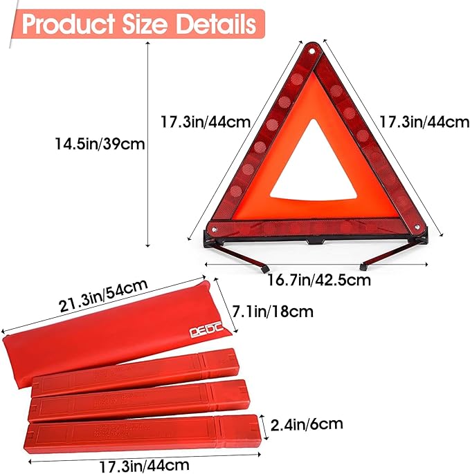 Kit de Seguridad Vial DEDC 4 Piezas Triángulos y Chaleco Reflectivo miniatura 2