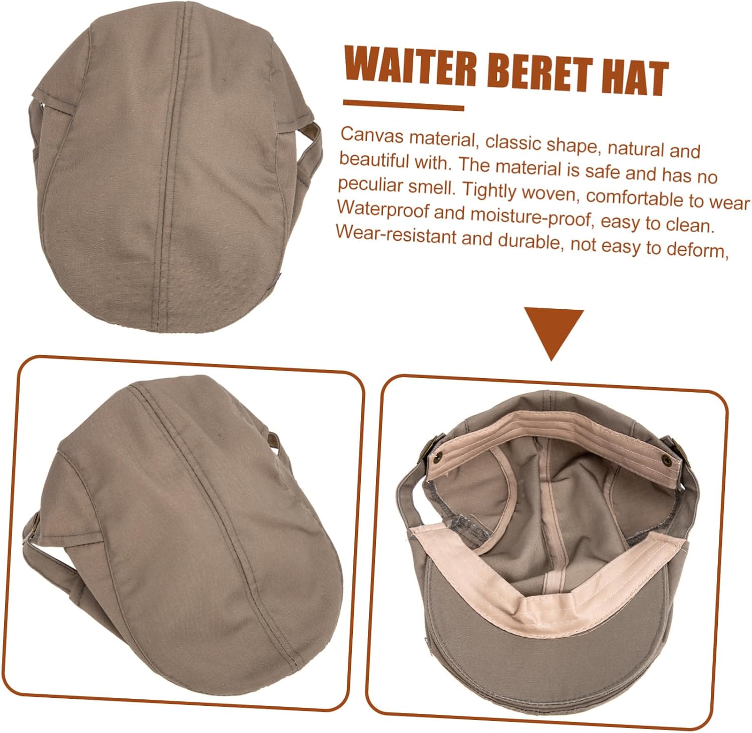 Comfortable Chef Beret Hat Canvas Cooking Hat for Chefs Waiters and Cooks Unisex Design for Kitchen Restaurant and Cafe Use Coffee
