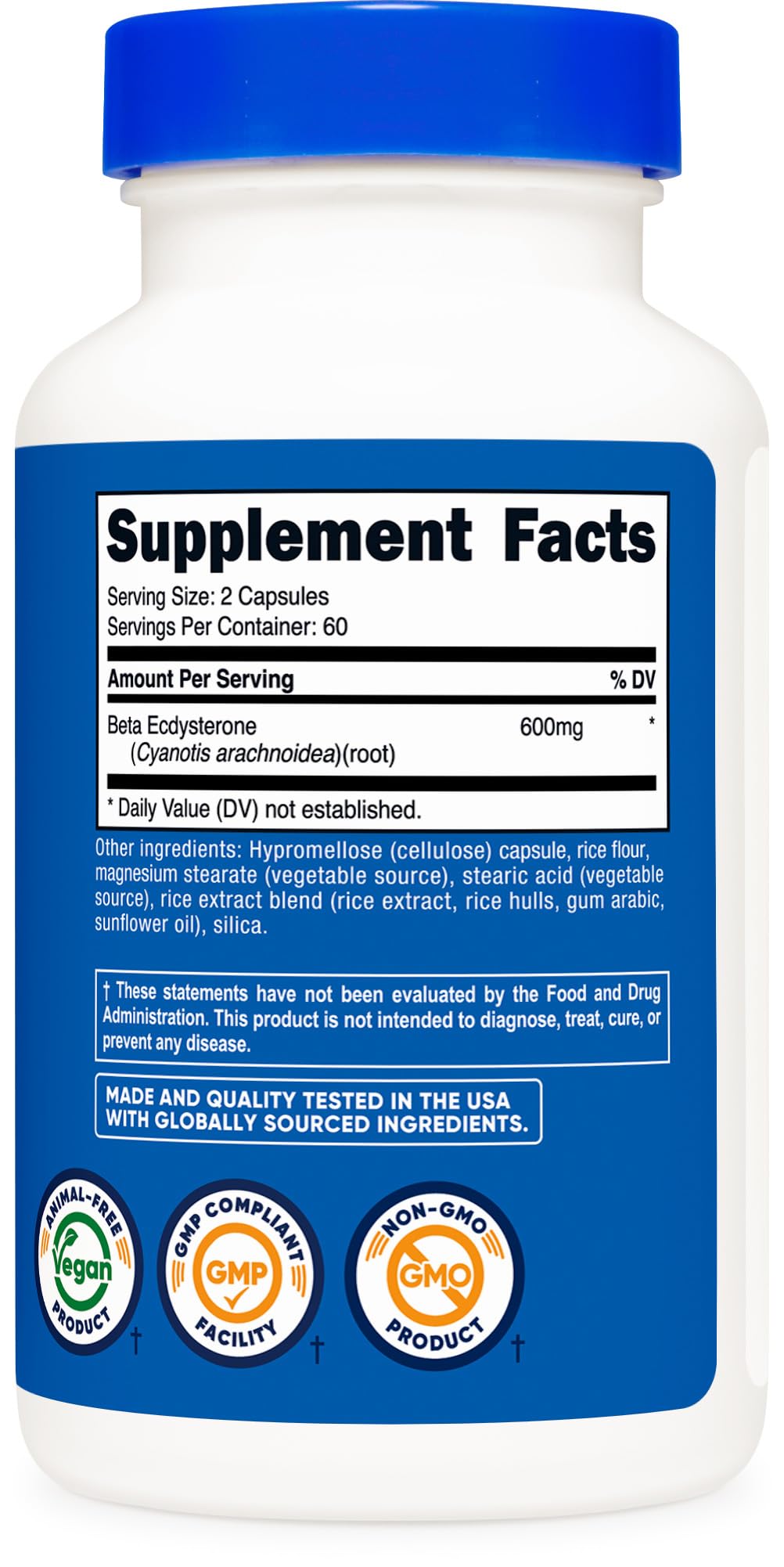 Nutricost Beta Ecdysterone 600mg per Serving, 120 Capsules - Vegan, GMO-Free, 60 Servings