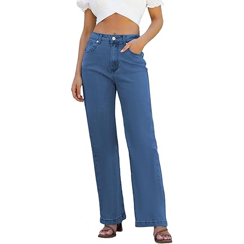 Womens Jeans High Waisted Straight Leg Loose Stretchy Lightweight Tummy Control Trendy Jeans for Women 2025