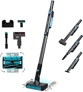 Cecotec Aspiradora Escoba sin Cable Ligera Scoba 2100 Twice MAX Essential. 210W y 20 kPa, Motor Digital Brusless, Autonomía 45mins, Cabezal Motorizado Omnidireccional con Doble Cepillo, 3 Accesorios