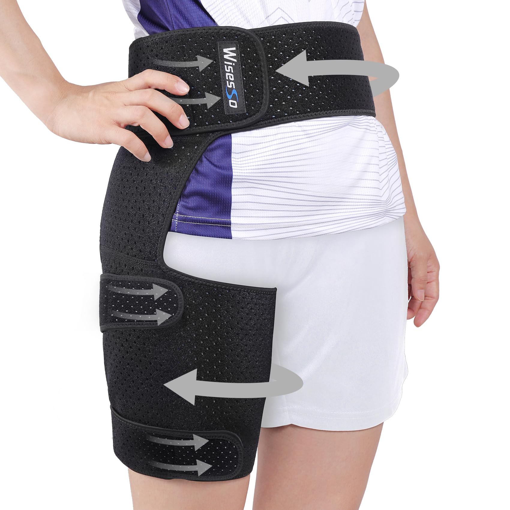 Hip Brace, Groin Wrap Hip Braces for Sciatica Pain Relief, Thigh Support for Groin, Thigh, Hamstring, Pulled Muscle Injury, Sciatic Nerve Brace For Men and Women, Gray