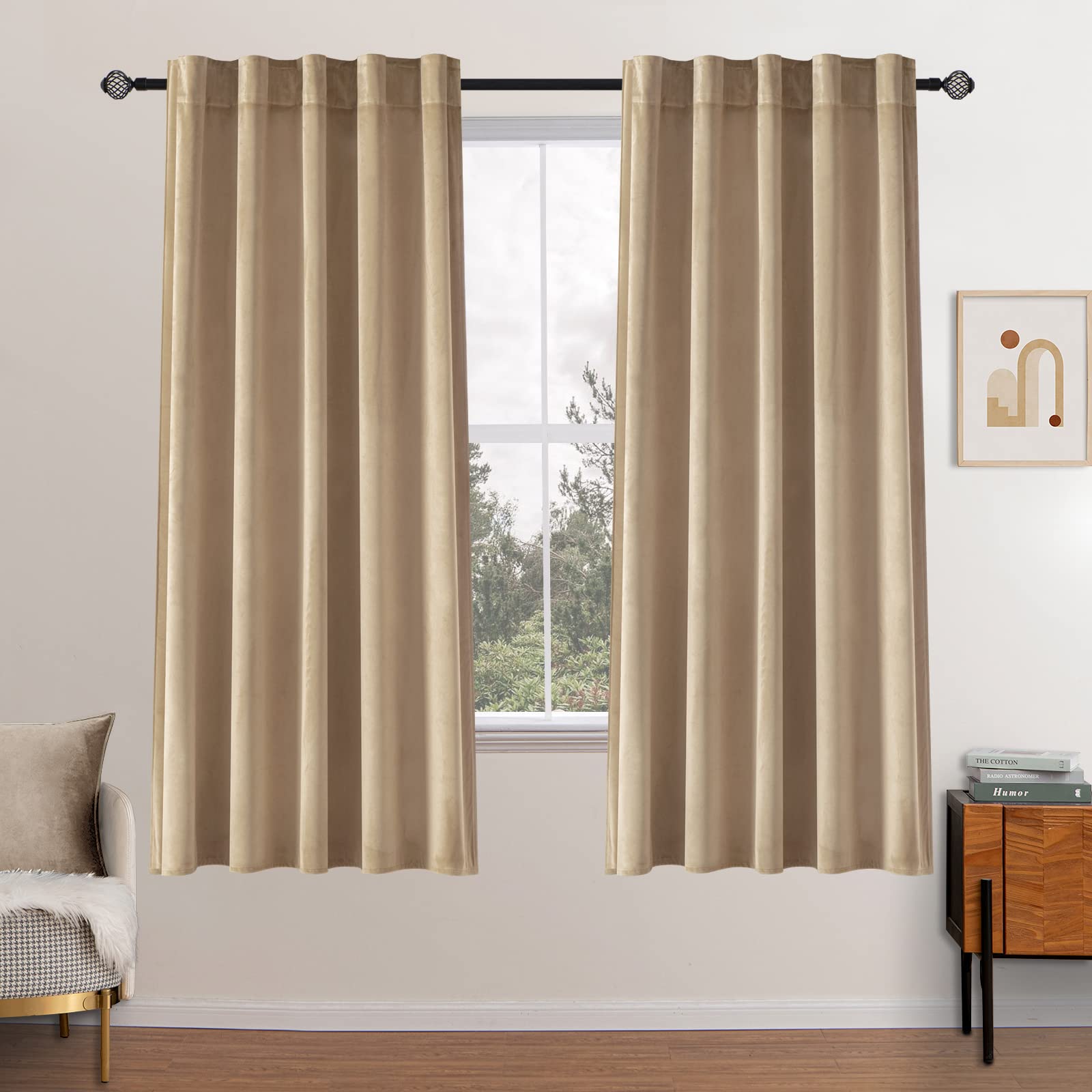 MIULEE 100% Blackout Velvet Curtains 84 Inches Long Fall Burnt Orange Curtain Drapes For Bedroom Living Room Darkening Thermal Insulated Grommet Rust Terracotta Curtains For Light Blocking Set Of 2 - View #4
