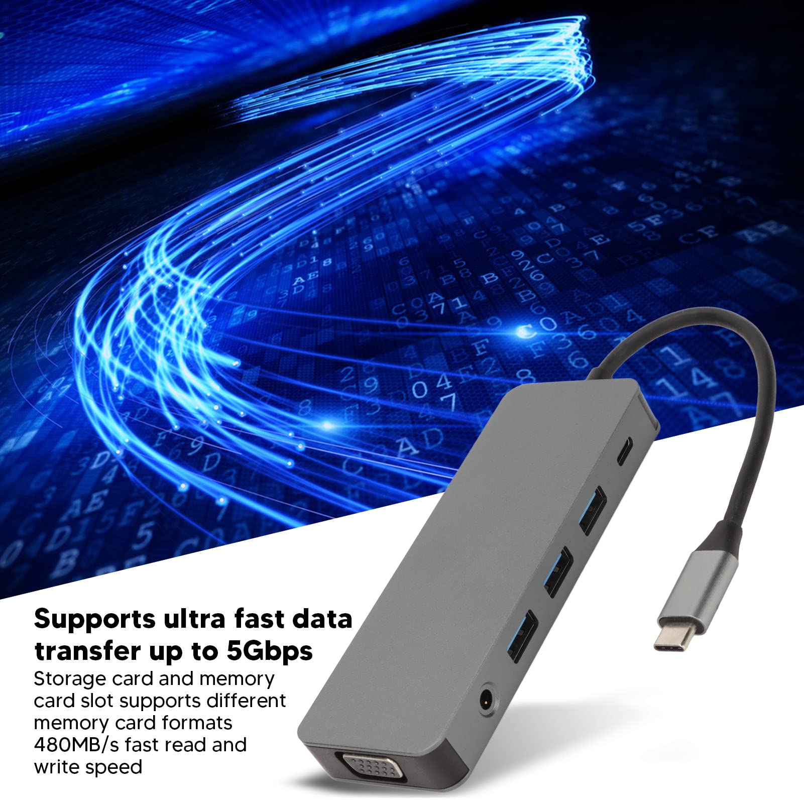 Koncentrator USB C 11 w 1, Stop Aluminium, 4K