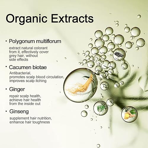 Miniatura 5 de Yocisku Champú de tinte para el cabello negro, champú de color para cobertura de canas, champú de tinte para el cabello 3 en 1, tinte negro