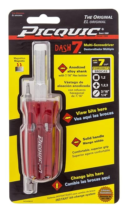 Picquic Dash 7 7 pc. Compact Multi-Bit Screwdriver 4-3/4 in.