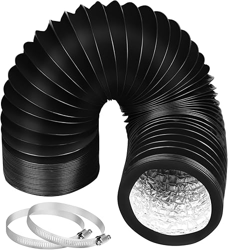 Omont Manguera de ventilación para secadora de 4 pulgadas, 5 pies, tubo de conducto de aire flexible con aislamiento de aluminio, kit de manguera